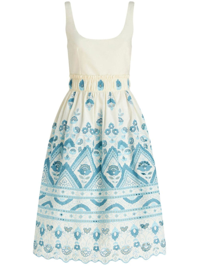 White Cotton Blend Short Dress 1