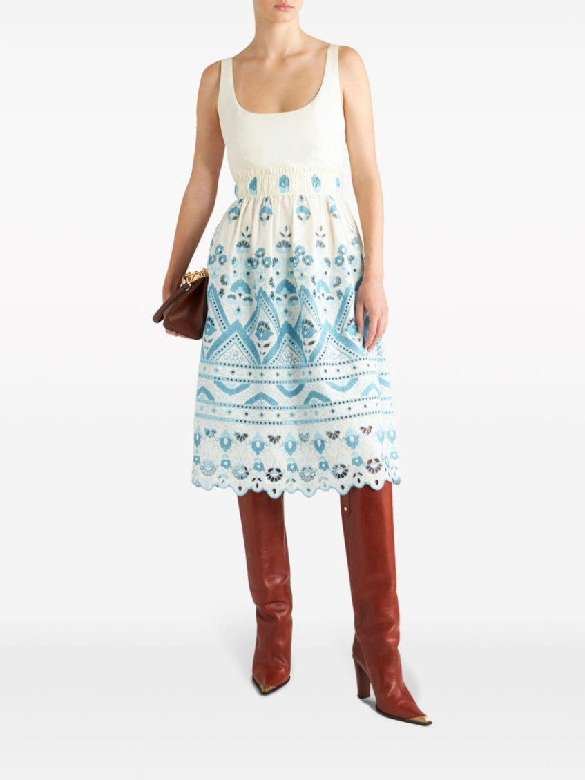 White Cotton Blend Short Dress 4