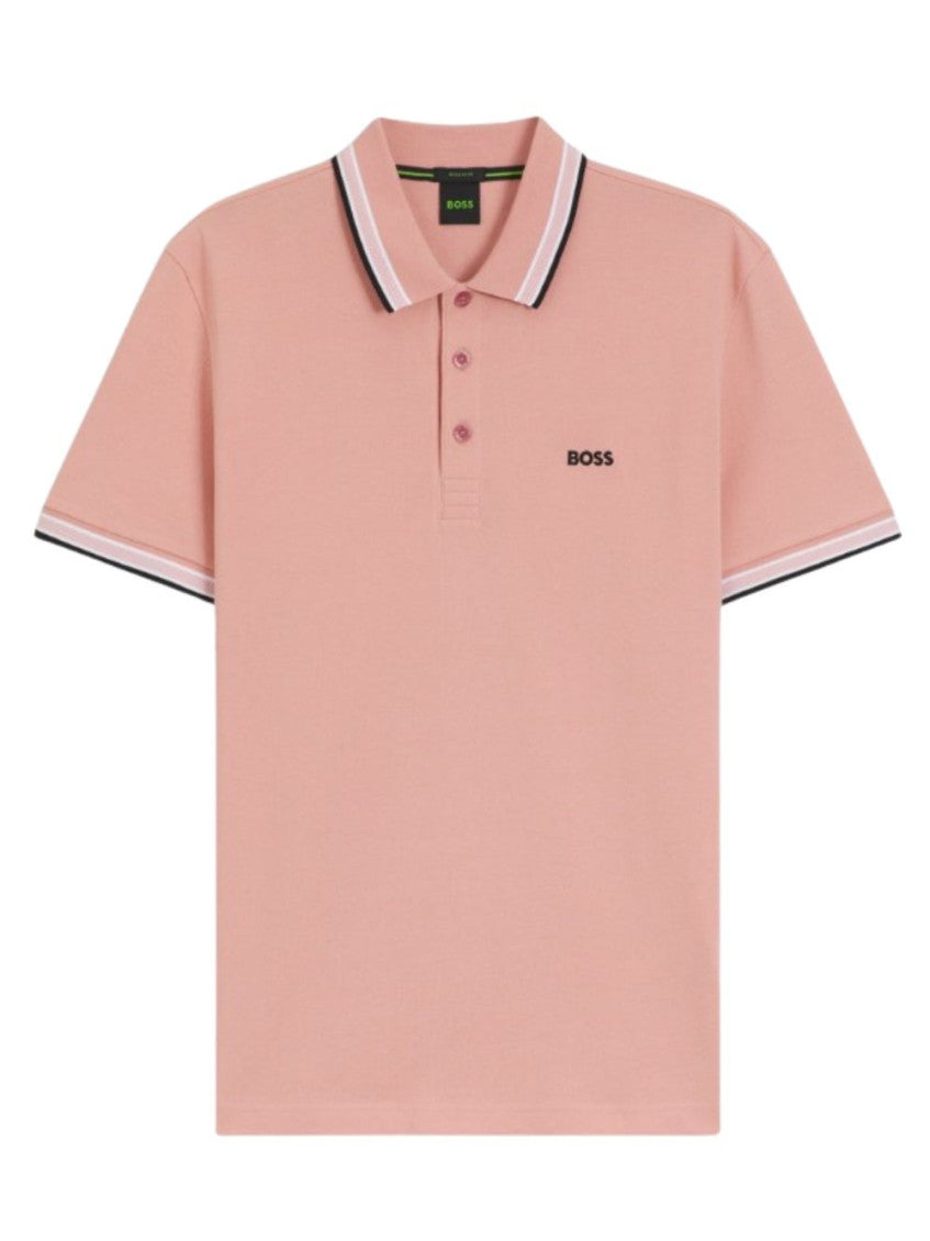 Pink Single Solid Shirt Collar Polo 1