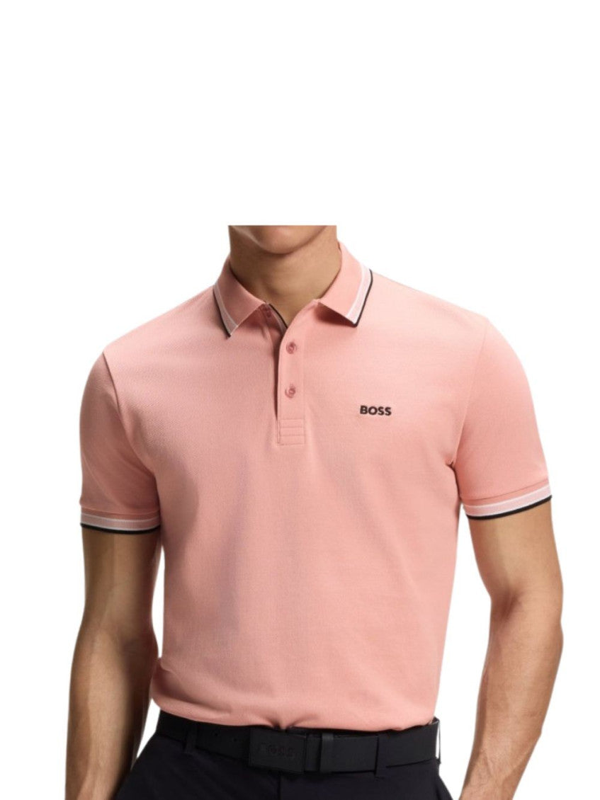 Pink Single Solid Shirt Collar Polo 2