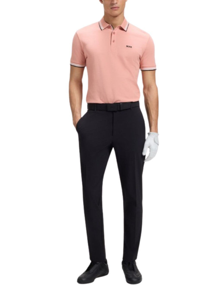 Pink Single Solid Shirt Collar Polo 3