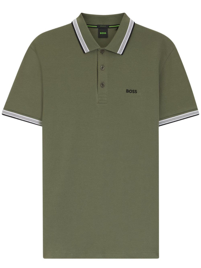 Green Solid Shirt Collar Polo 1