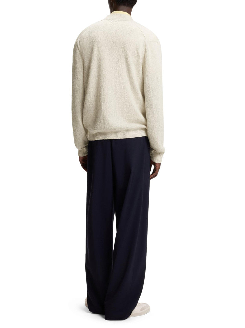 Beige Solid Crew Neck Sweater 3
