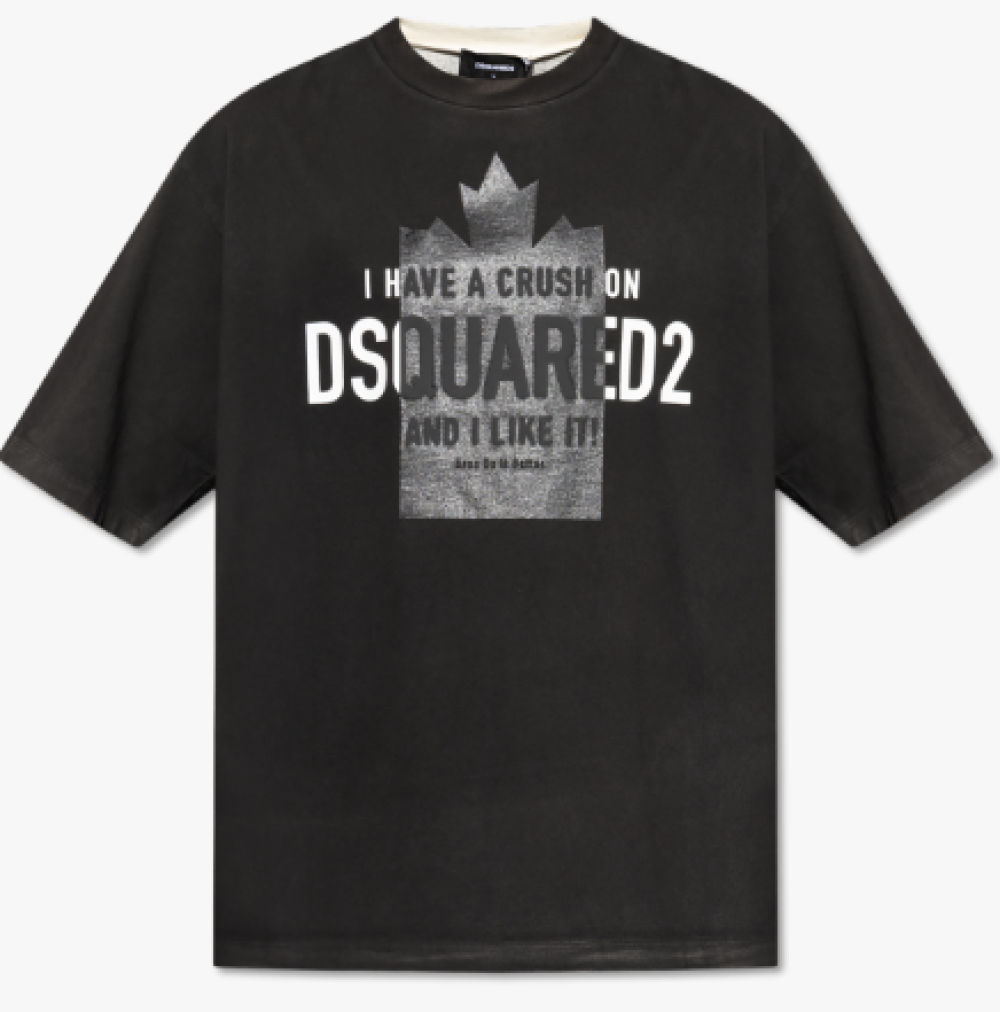 Black Crewneck Logo Print T-Shirt 1