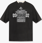 Black Crewneck Logo Print T-Shirt 1