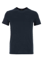 Navy blue stretch cotton blend t-shirt  1