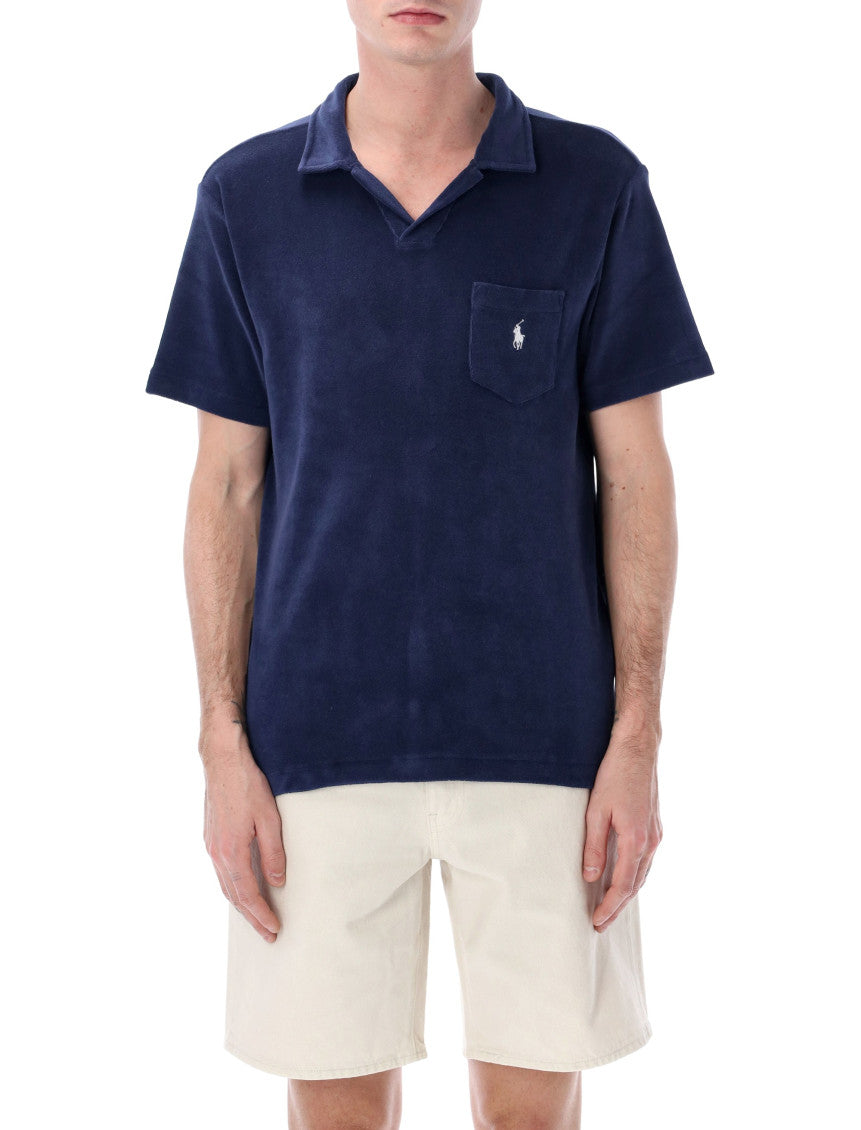 Blue Solid Shirt Collar Polo 1