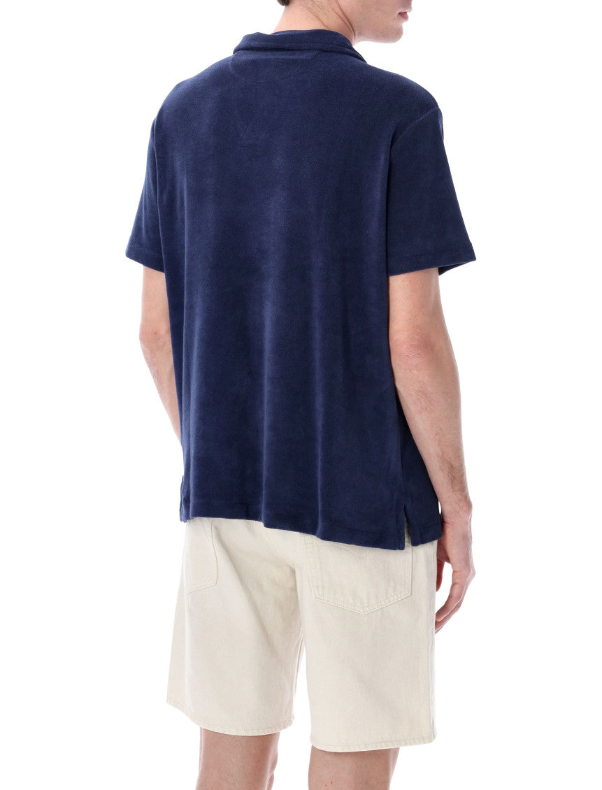 Blue Solid Shirt Collar Polo 2