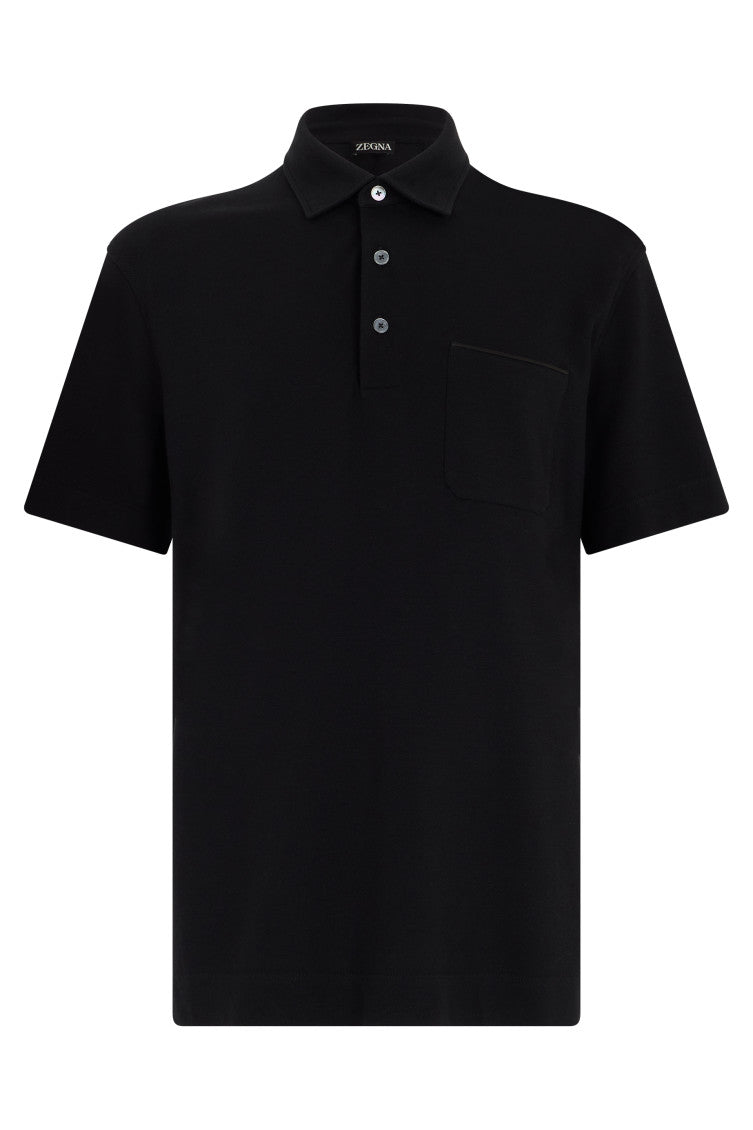 Black Solid Shirt Collar Polo 1