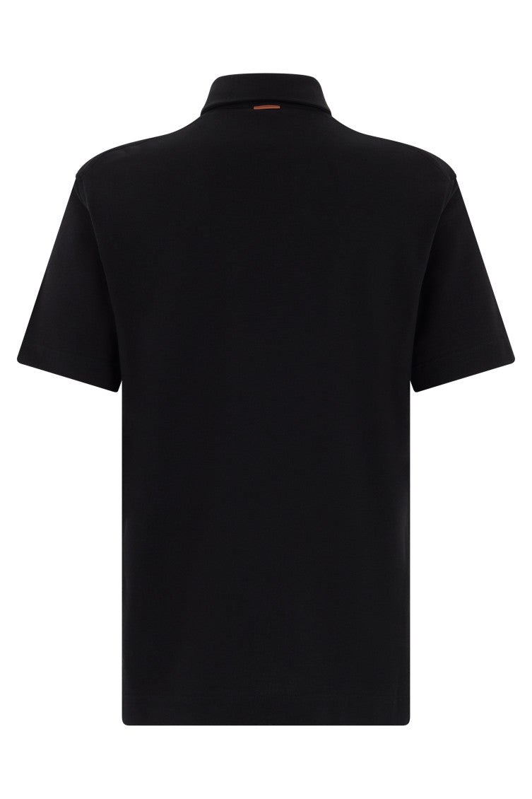 Black Solid Shirt Collar Polo 2