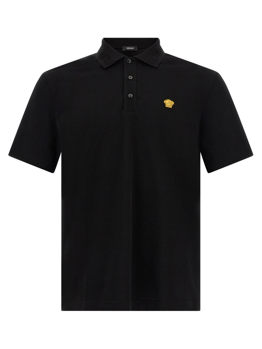 Black Solid Shirt Collar Polo 1
