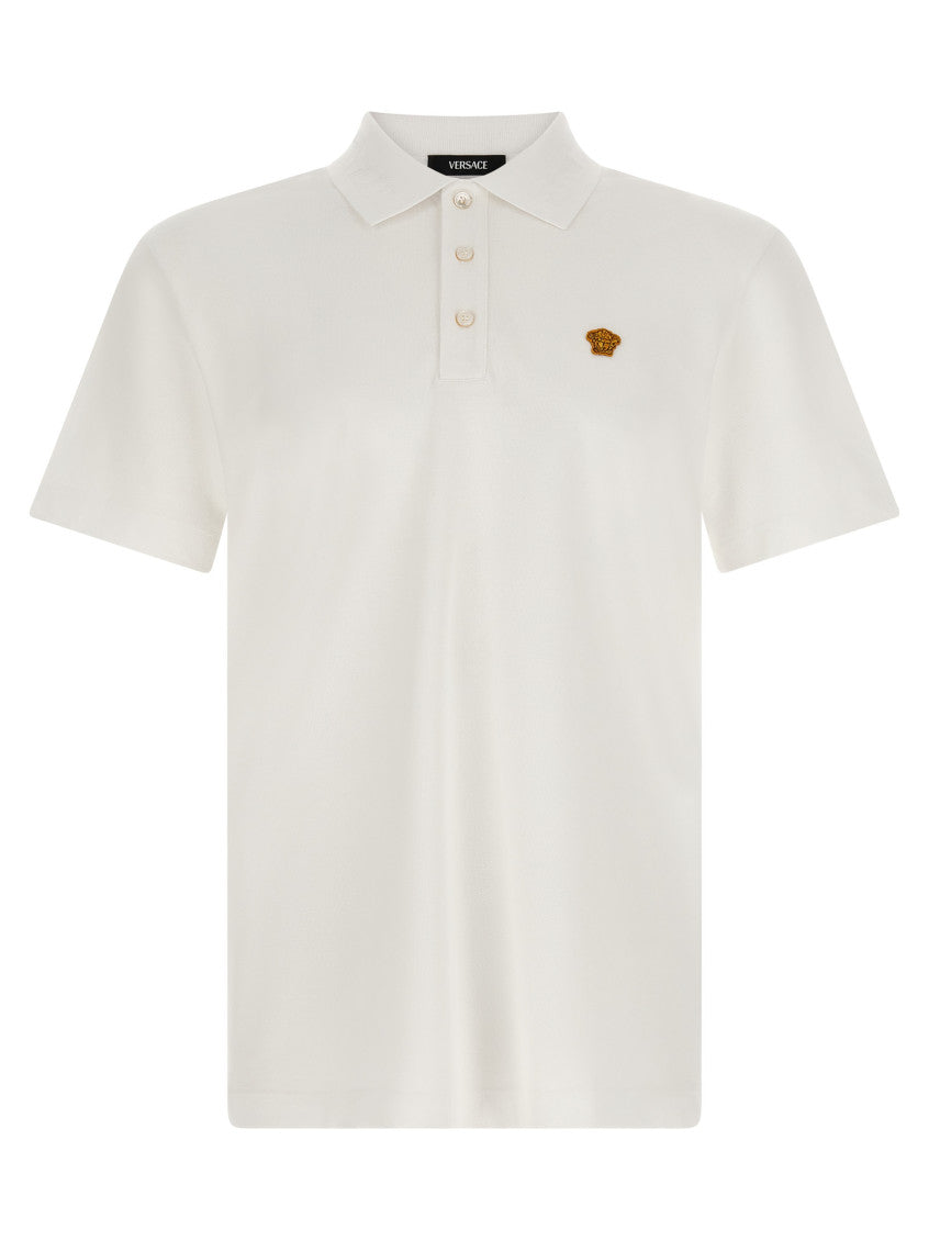 White Solid Shirt Collar Polo 1