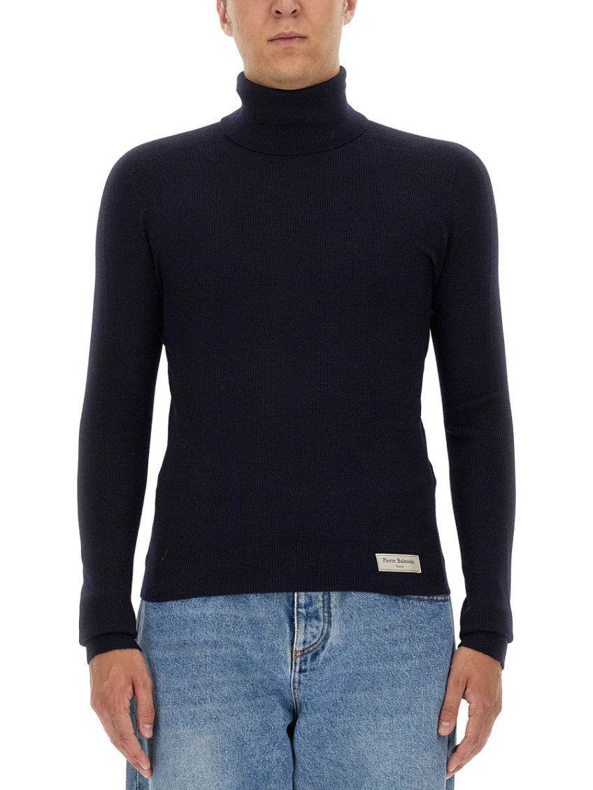 Navy Blue Solid Sweater 1