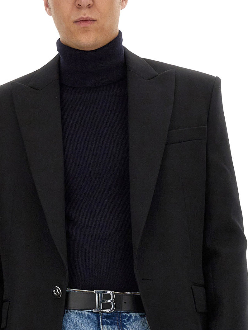 Navy Blue Solid Sweater 4