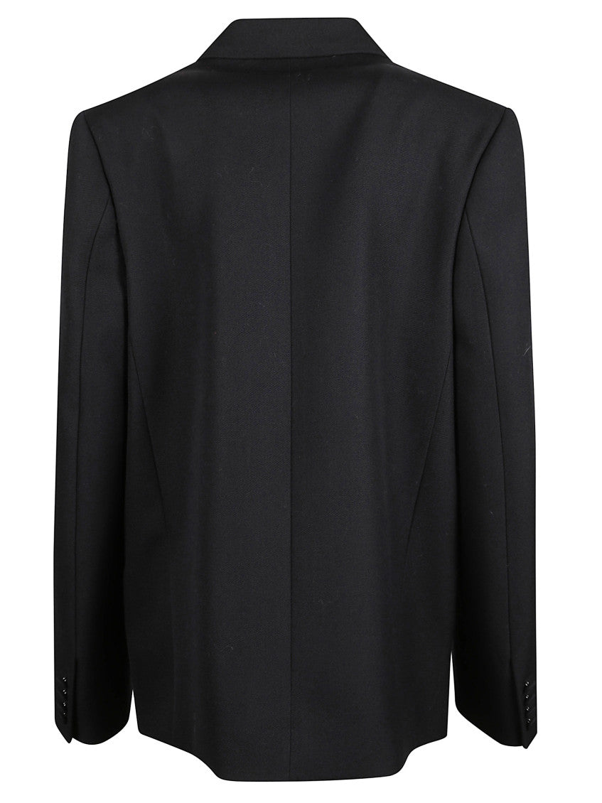 Black Solid Peaked Lapel Blazer 2