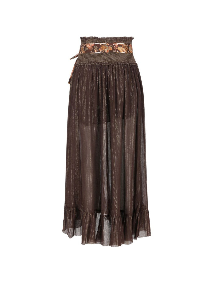Brown Solid Midi Skirt 2