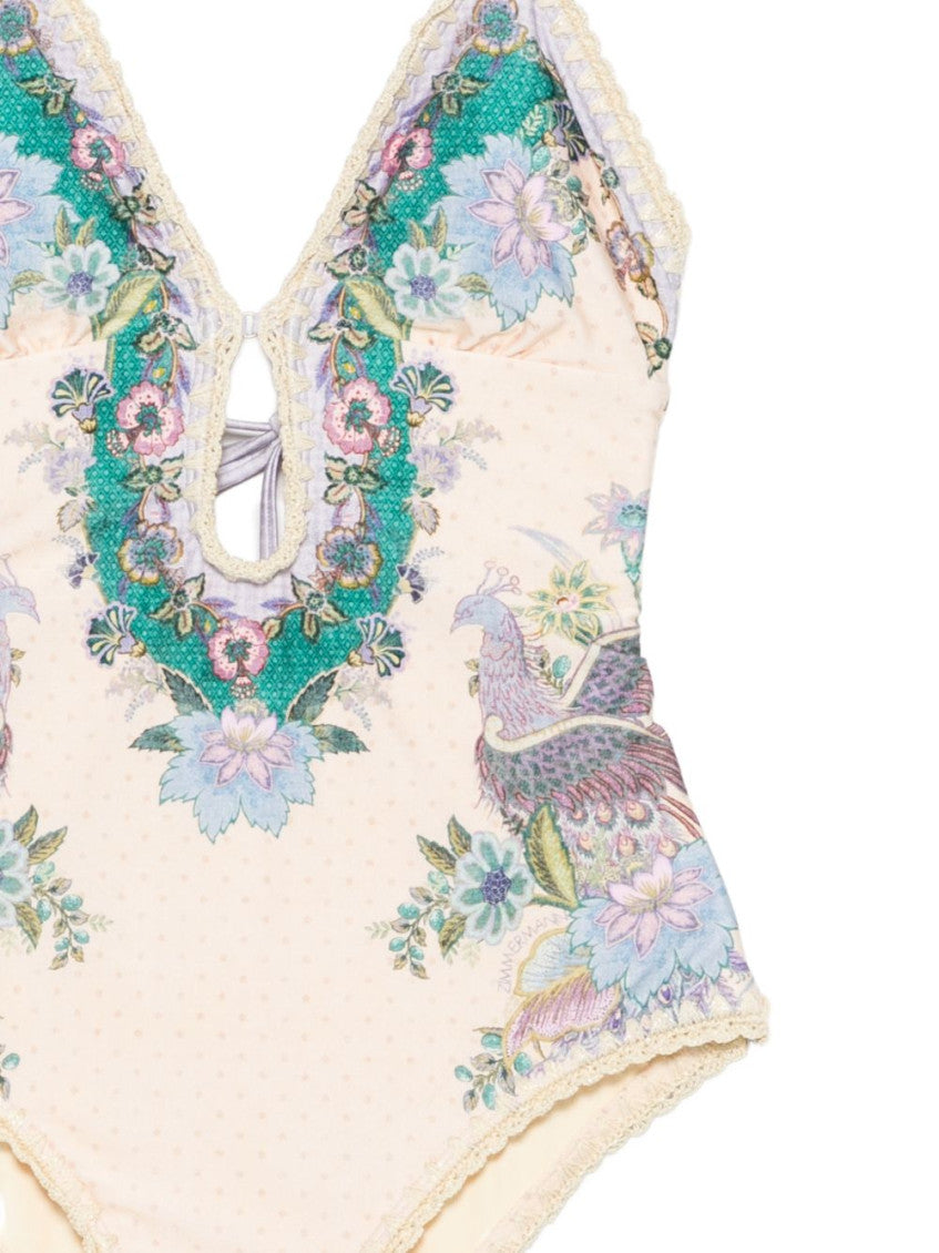 Cream Floral Swimwear 3