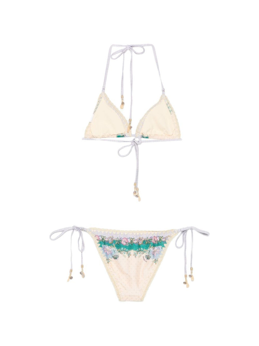 Beige Floral Swimwear 2