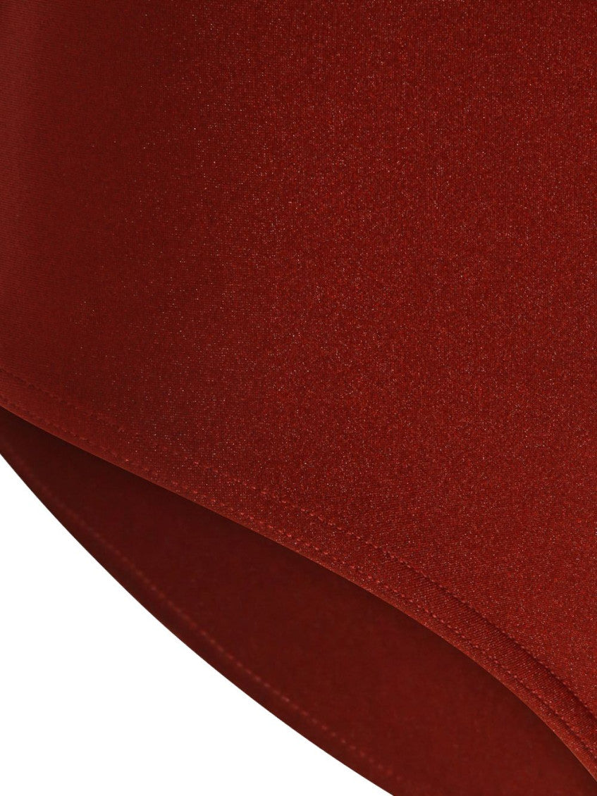 Red Halter Neck Solid Swimwear 3