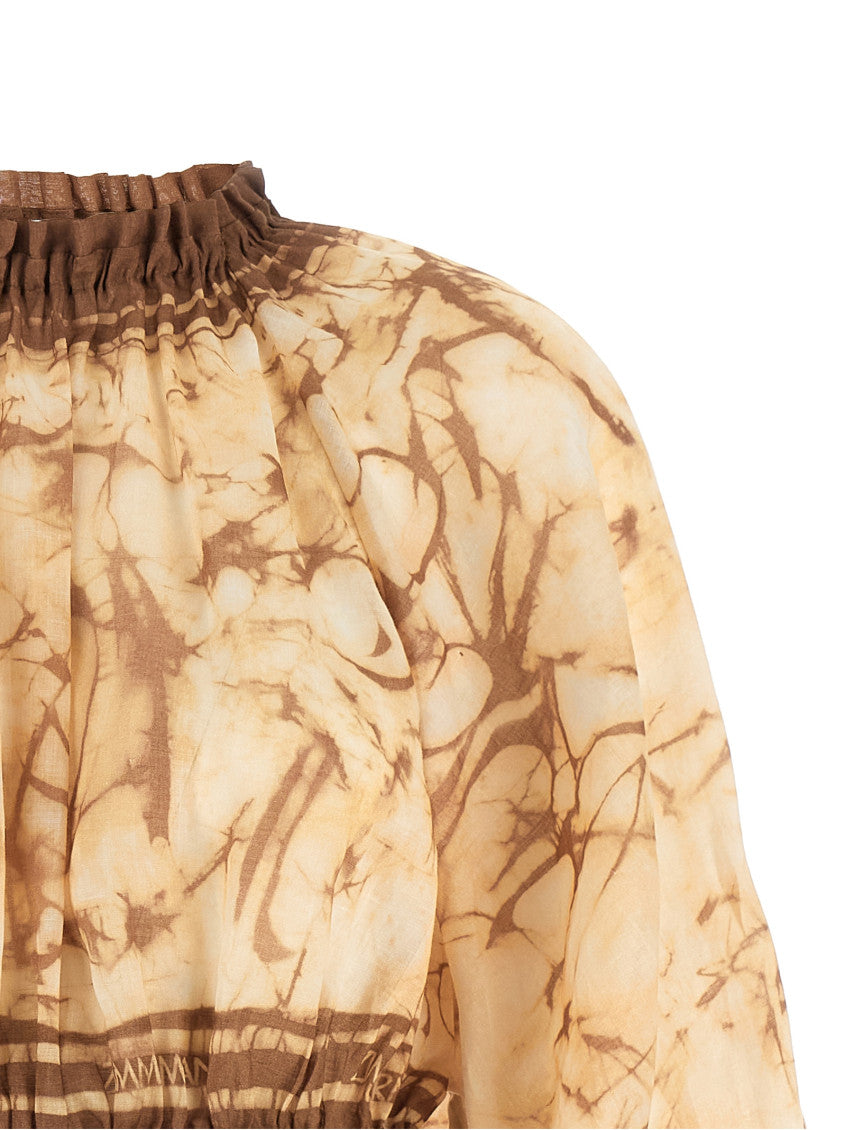 Beige Printed Mock Collar Top 3