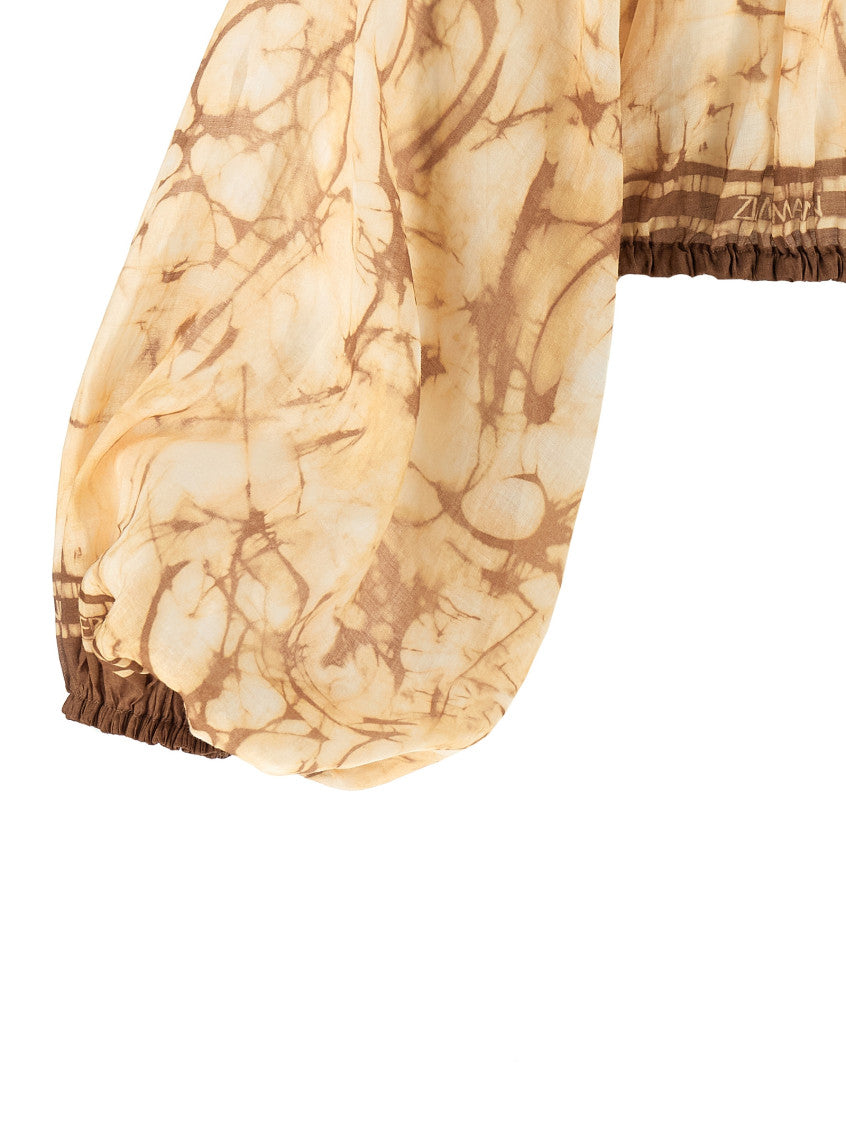 Beige Printed Mock Collar Top 4