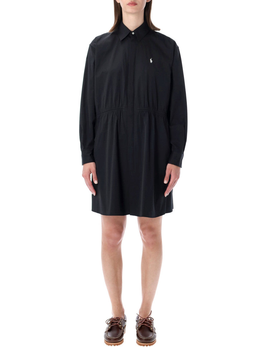 Black Logo Shirt Collar Mini Dress 1