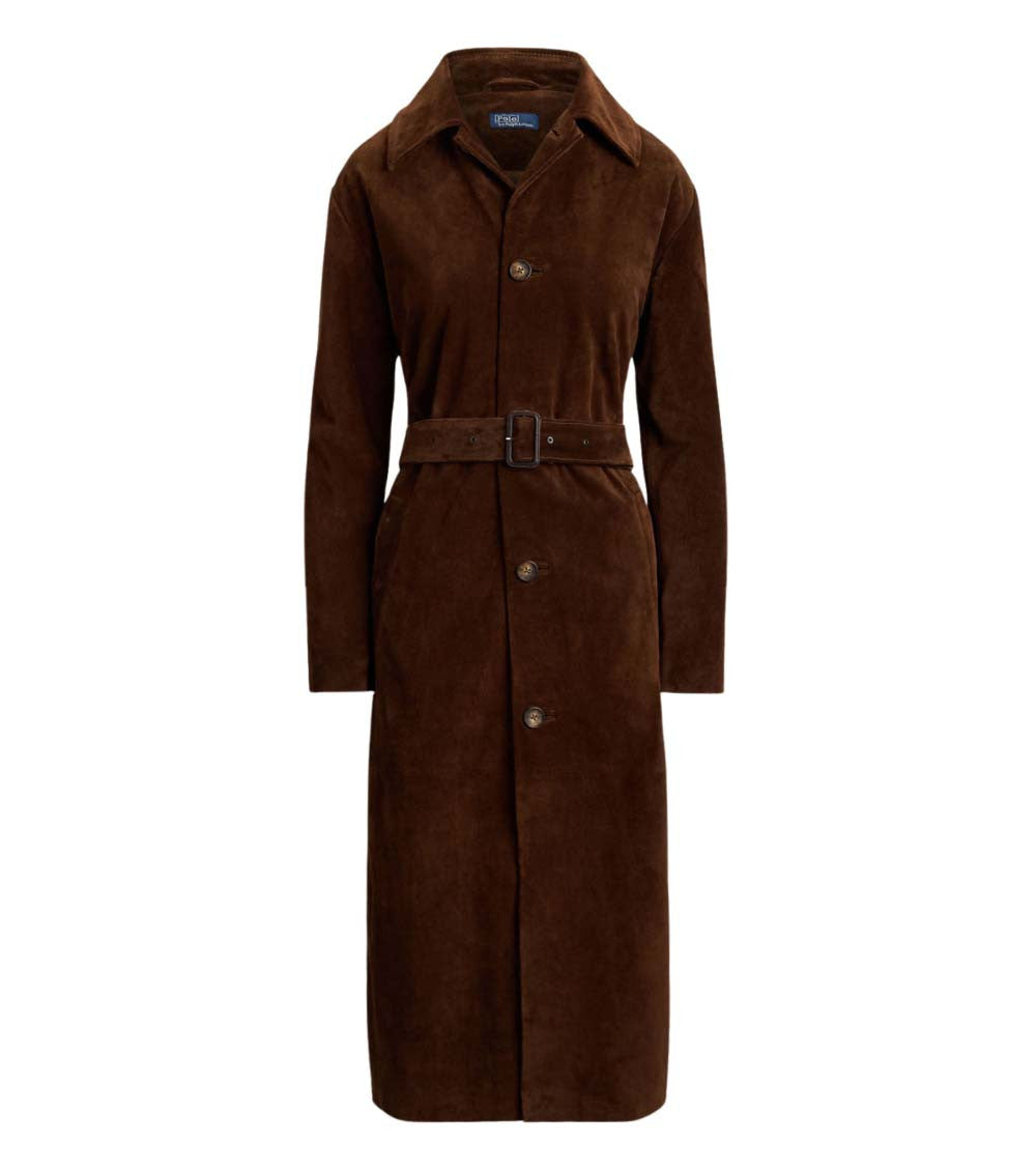Brown Solid Shirt Collar Trench Coat 1