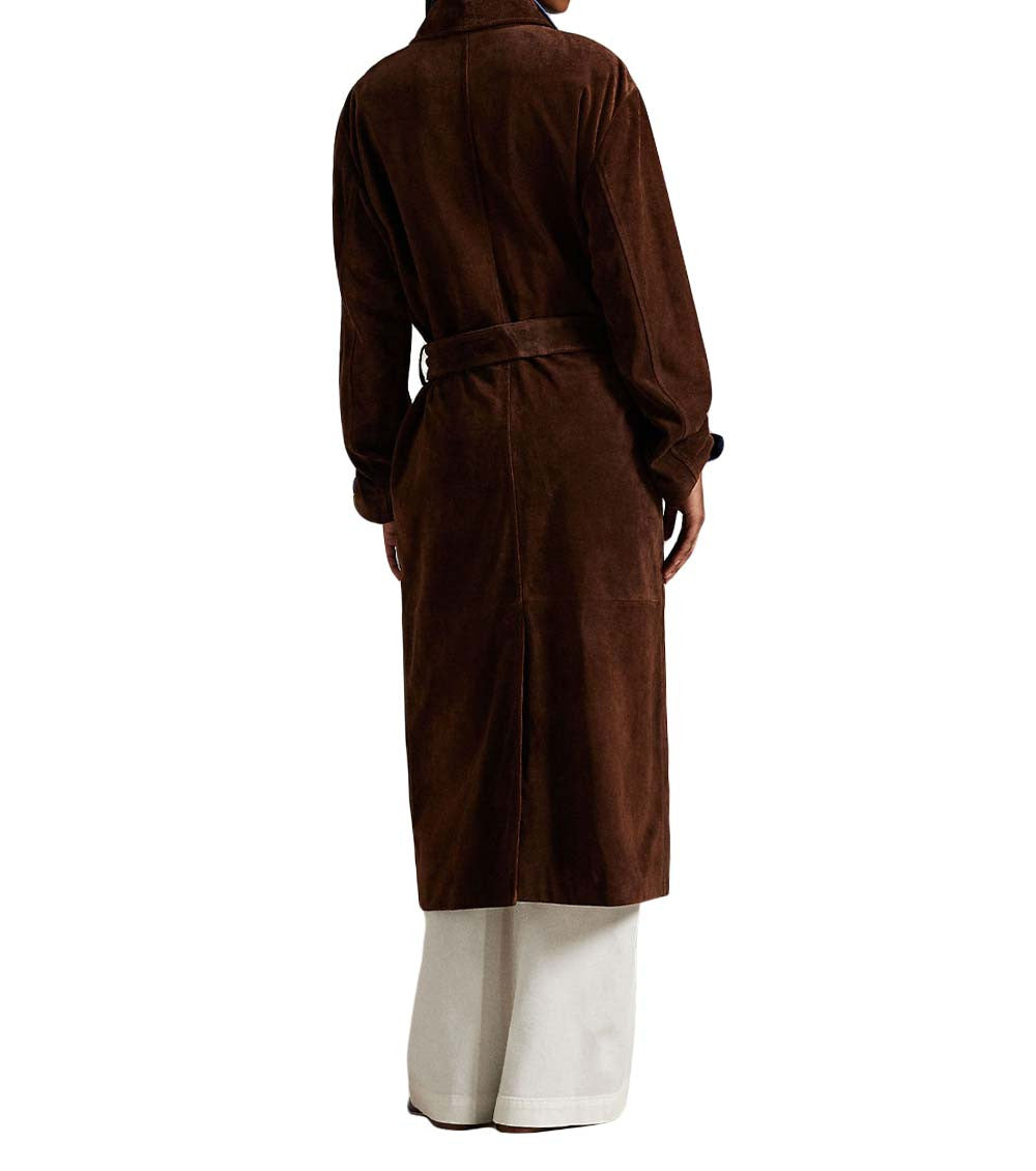 Brown Solid Shirt Collar Trench Coat 3