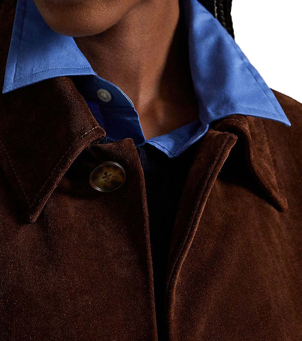 Brown Solid Shirt Collar Trench Coat 4