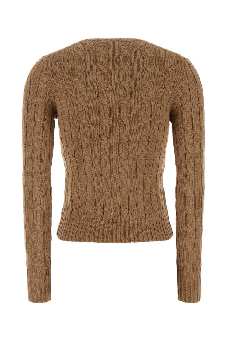 Light Brown Knitted Crew Neck Sweater 2