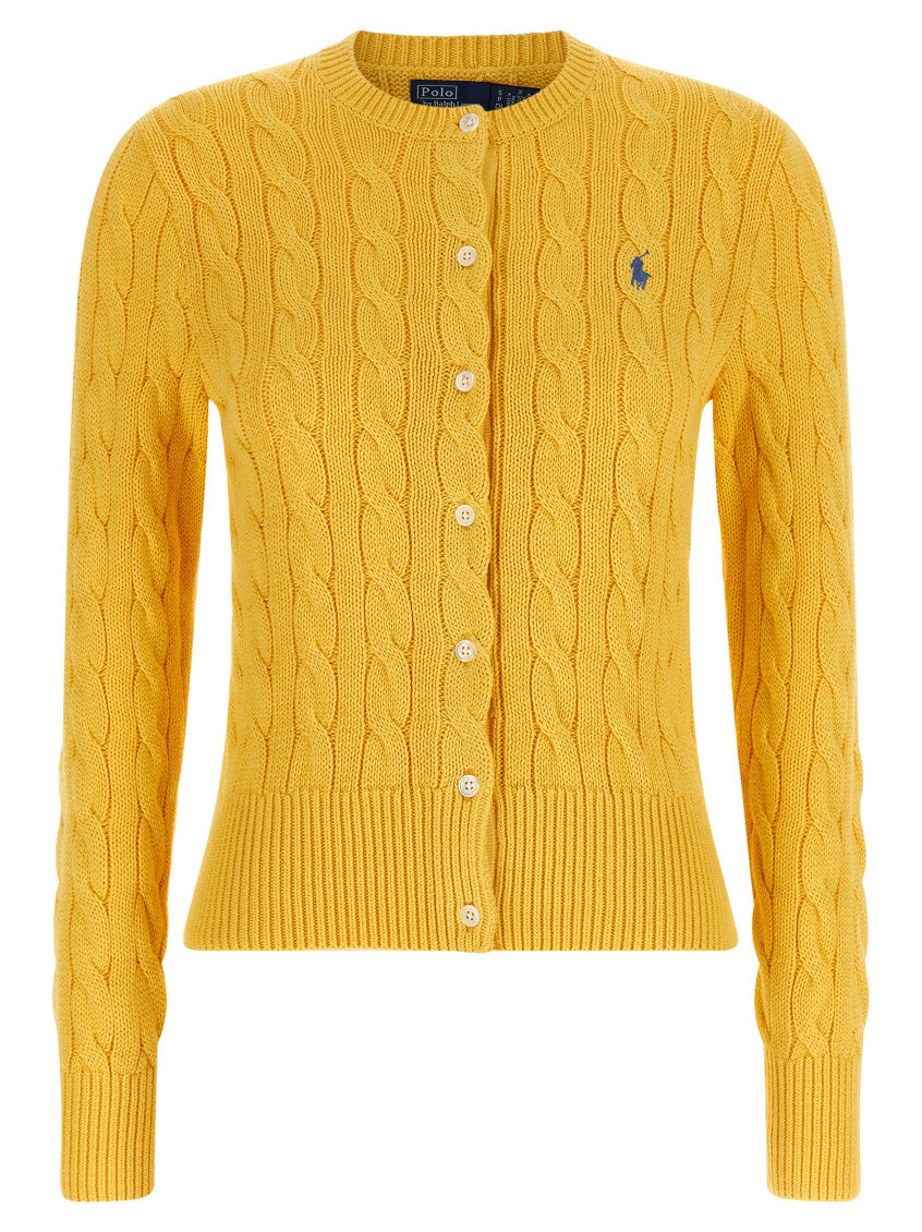 Yellow Knitted Crew Neck Cardigan 1