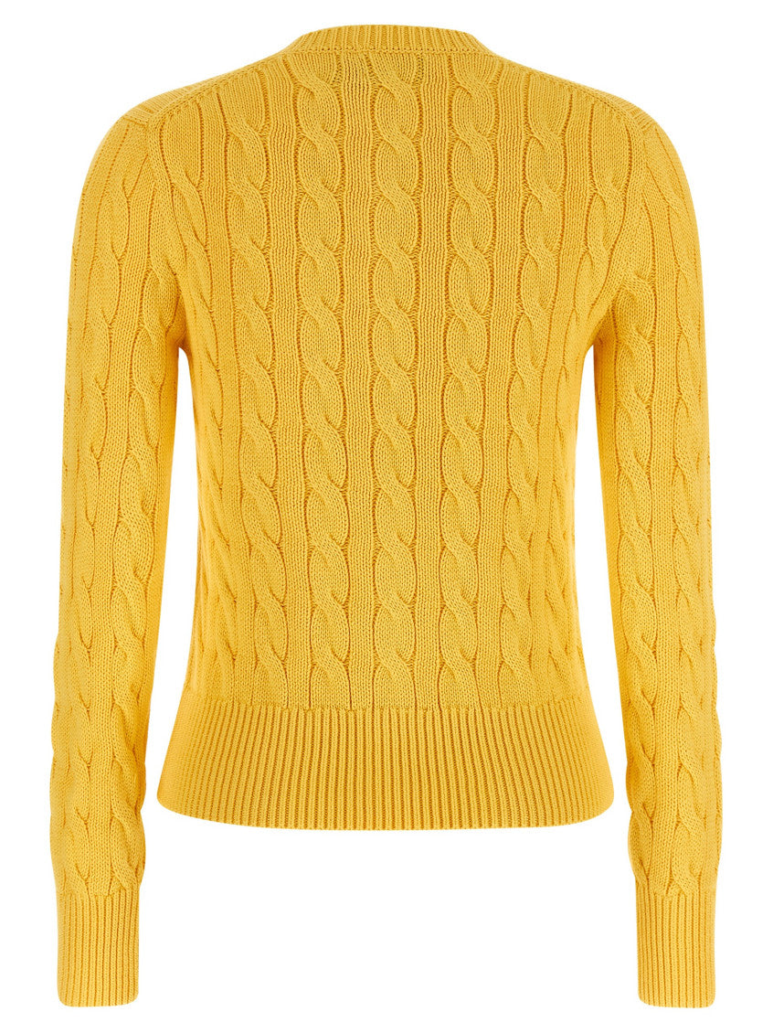Yellow Knitted Crew Neck Cardigan 2