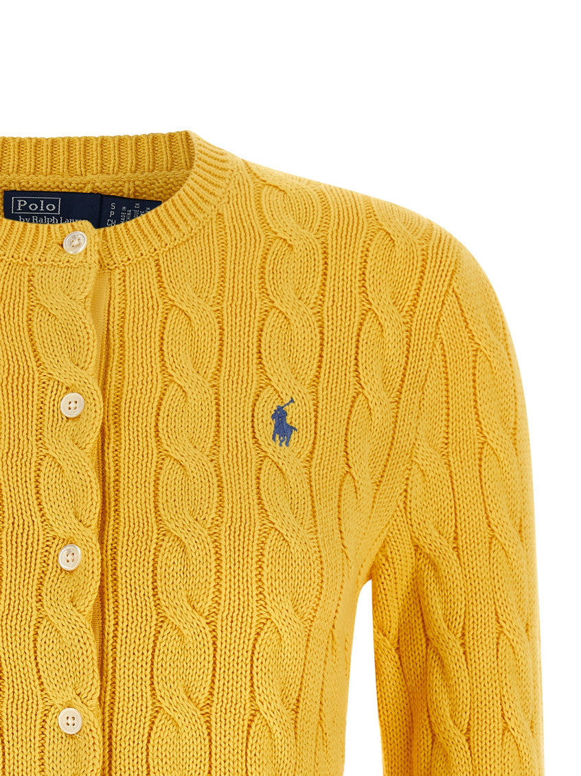 Yellow Knitted Crew Neck Cardigan 3