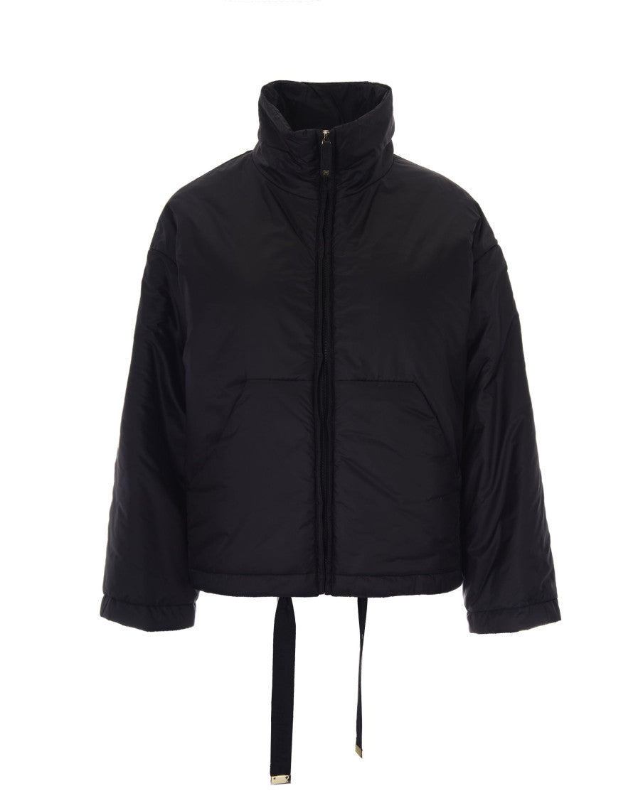 Black Solid Mock Collar Jacket 1