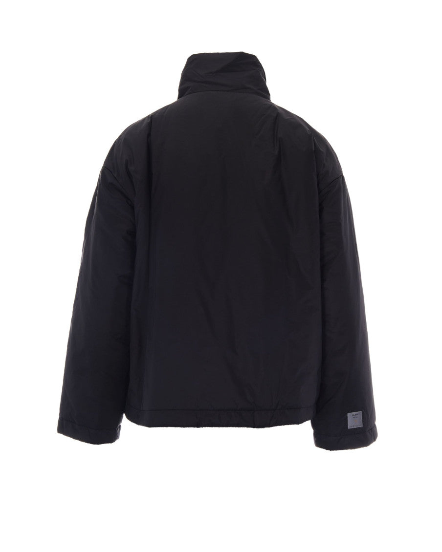 Black Solid Mock Collar Jacket 2