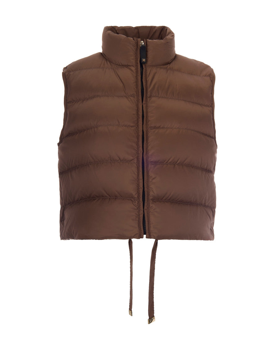 Brown Quilted Mock Collar Jacket 1