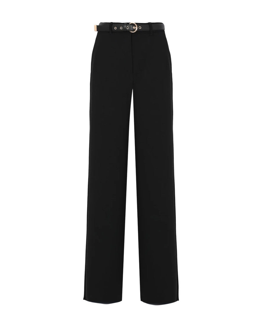 Black Relaxed Flat Front Pants 1