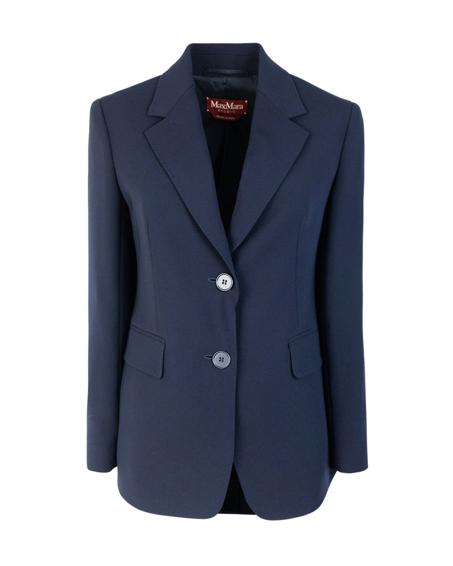 Blue Solid Notched Lapel Blazer 1