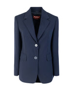 Blue Solid Notched Lapel Blazer 1