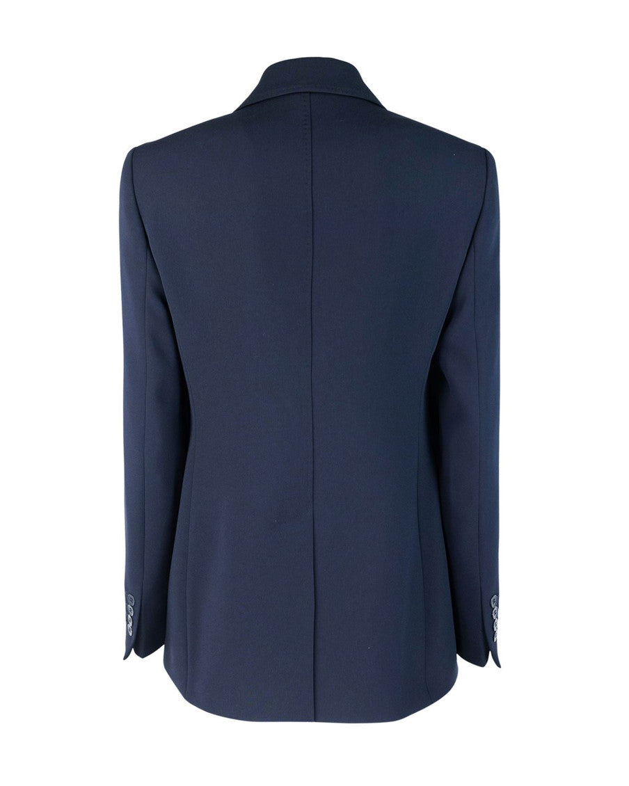 Blue Solid Notched Lapel Blazer 2