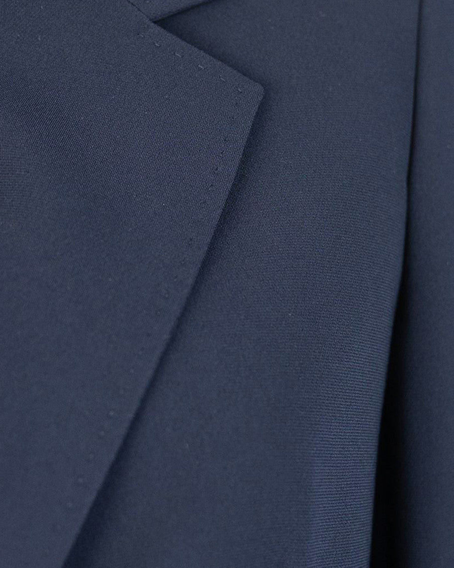 Blue Solid Notched Lapel Blazer 3