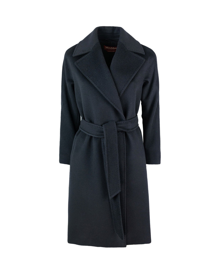 Black Notched Lapel Trench Coat 1