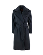 Black Notched Lapel Trench Coat 1