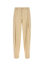 Beige Tapered Pleated Pants 1