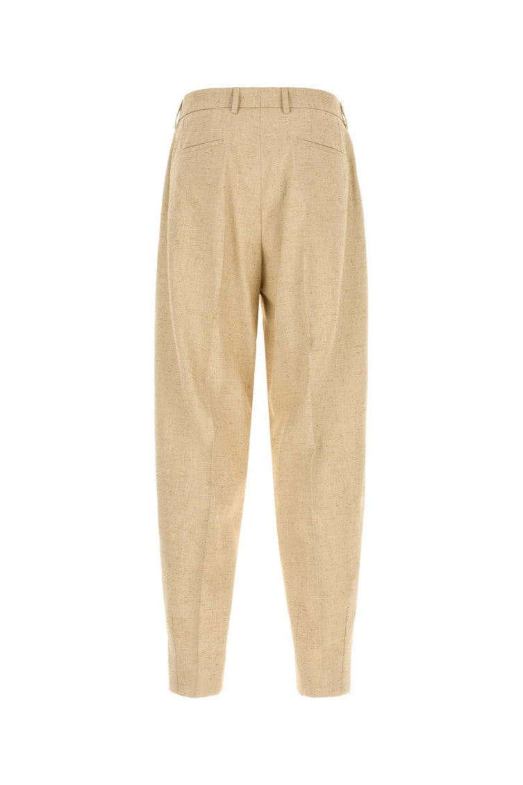 Beige Tapered Pleated Pants 2