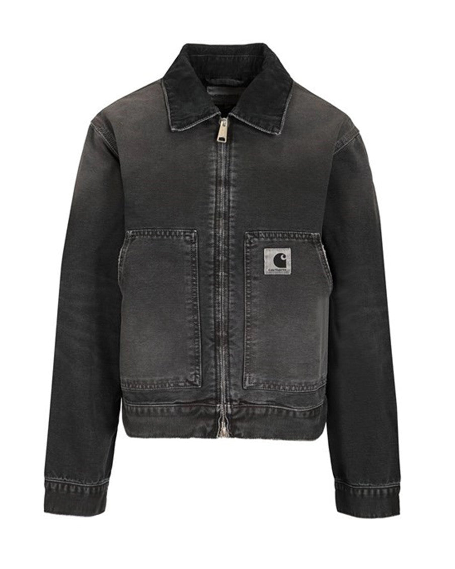 Black Solid Shirt Collar Jacket 1