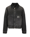 Black Solid Shirt Collar Jacket 1