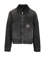 Black Solid Shirt Collar Jacket 1