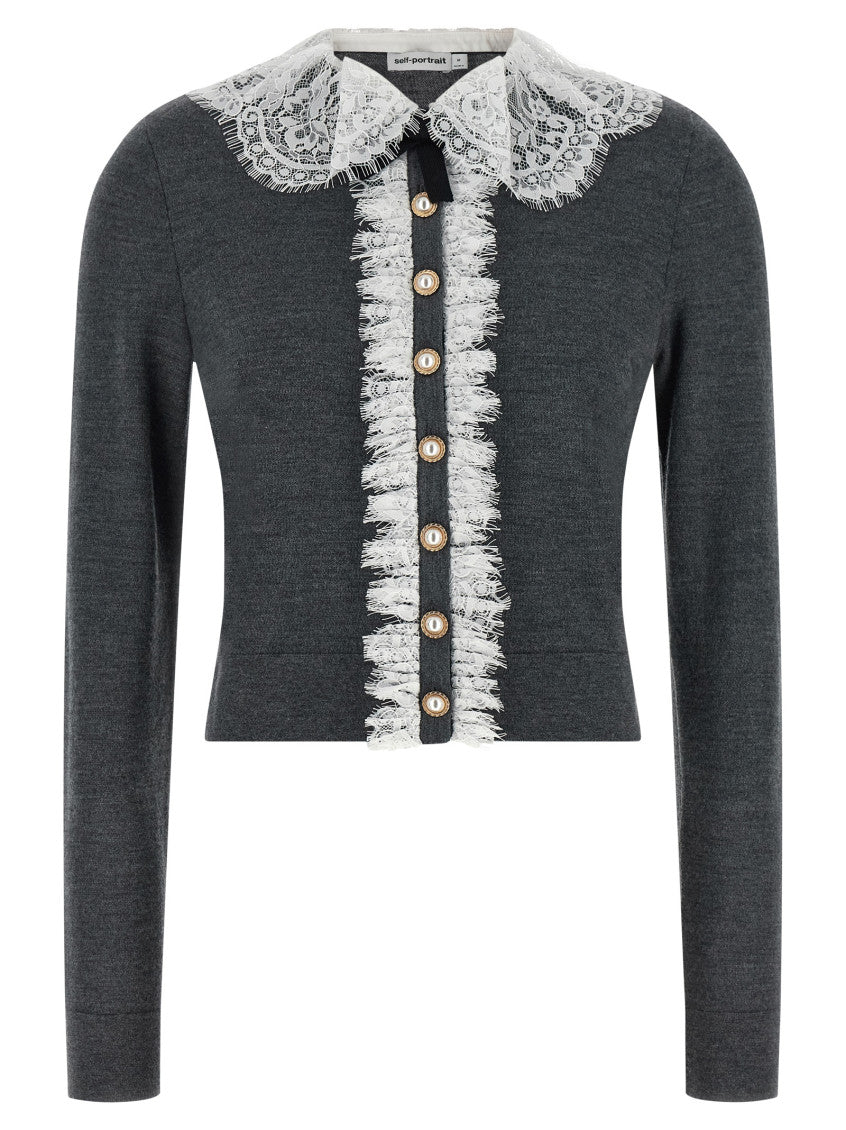 Grey Lace Collar Cardigan 1