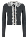 Grey Lace Collar Cardigan 1